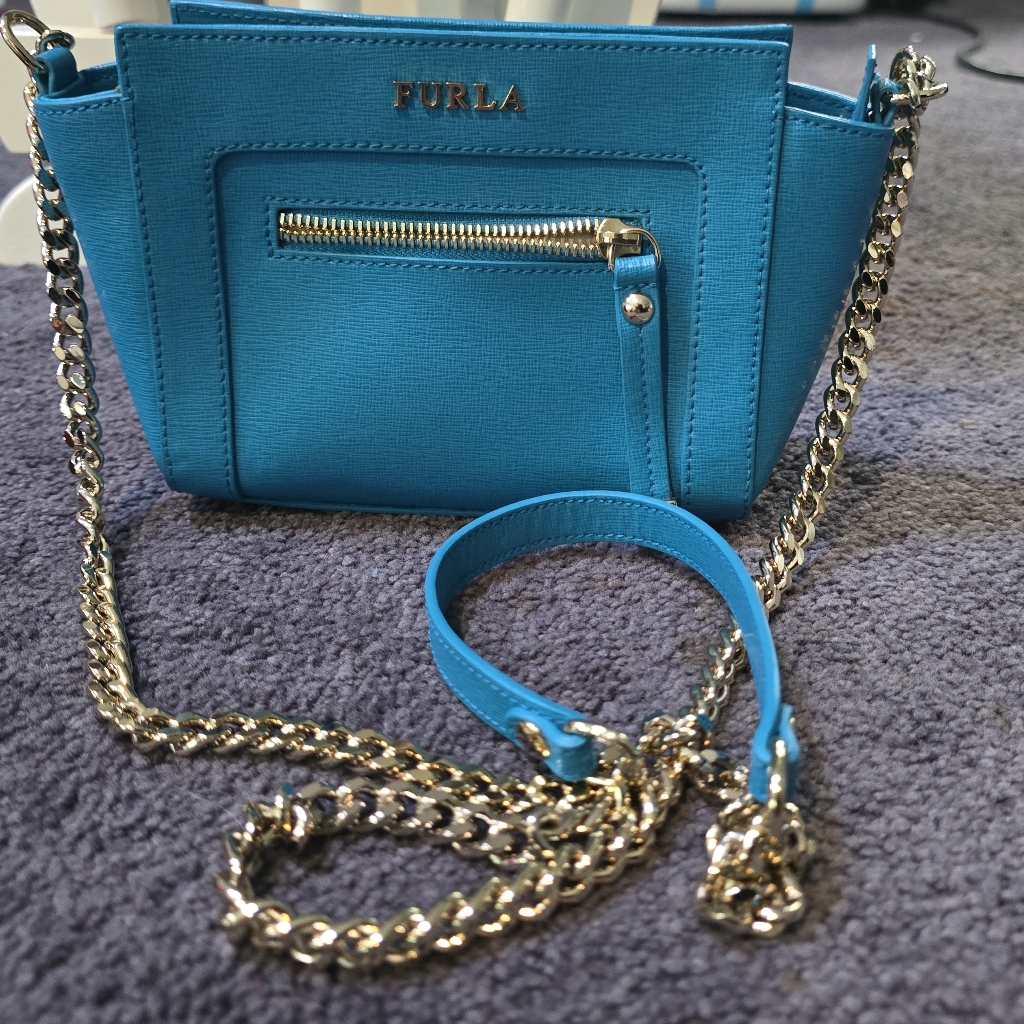 Furla Ginevra Leather Mini Crossbody Blue